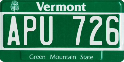 VT license plate APU726