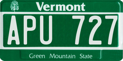 VT license plate APU727