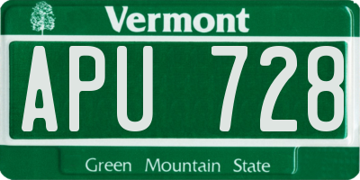 VT license plate APU728