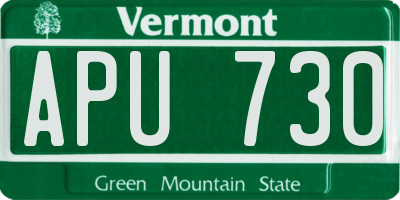 VT license plate APU730