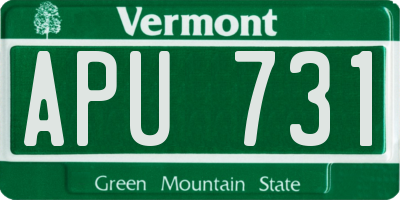 VT license plate APU731