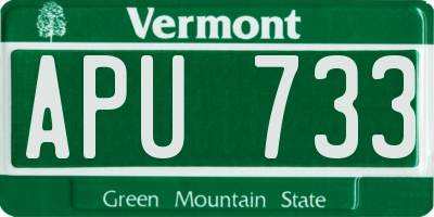 VT license plate APU733