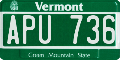 VT license plate APU736
