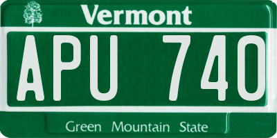 VT license plate APU740