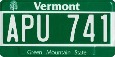 VT license plate APU741