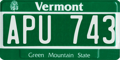 VT license plate APU743