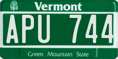 VT license plate APU744