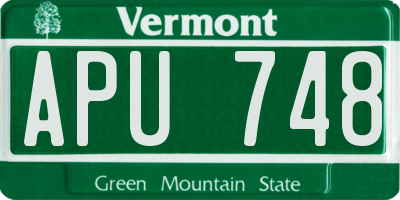 VT license plate APU748