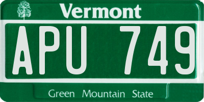 VT license plate APU749