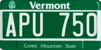 VT license plate APU750