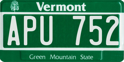 VT license plate APU752