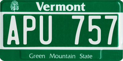 VT license plate APU757