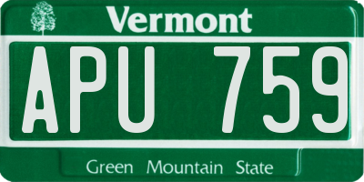 VT license plate APU759