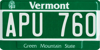 VT license plate APU760