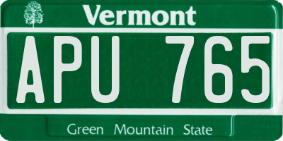 VT license plate APU765