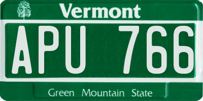 VT license plate APU766