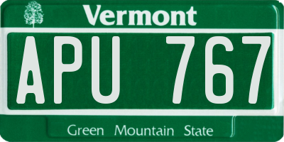 VT license plate APU767