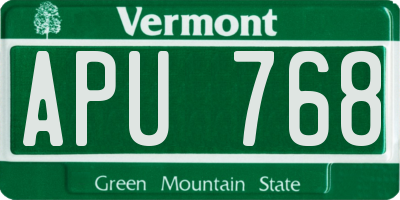 VT license plate APU768