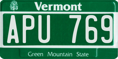 VT license plate APU769