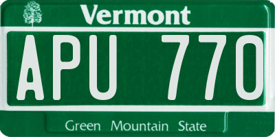 VT license plate APU770