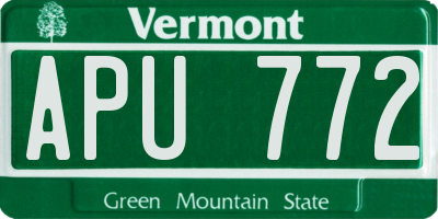 VT license plate APU772
