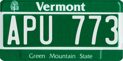 VT license plate APU773