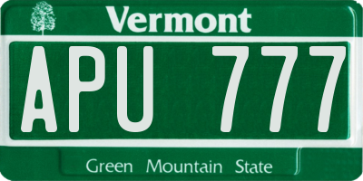 VT license plate APU777