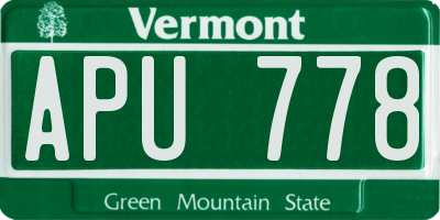 VT license plate APU778