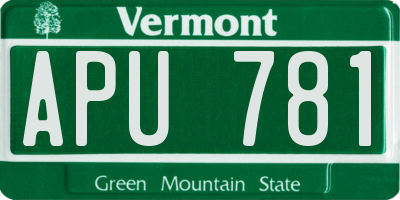 VT license plate APU781