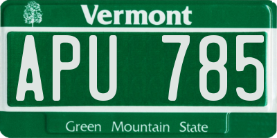 VT license plate APU785