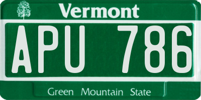 VT license plate APU786