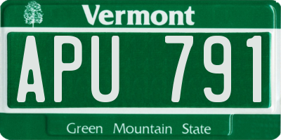 VT license plate APU791