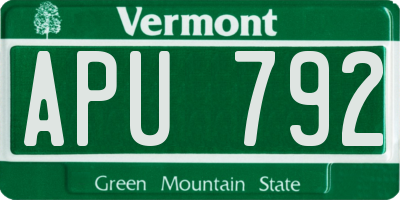 VT license plate APU792