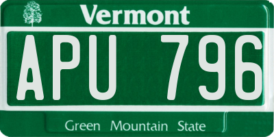 VT license plate APU796