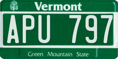VT license plate APU797