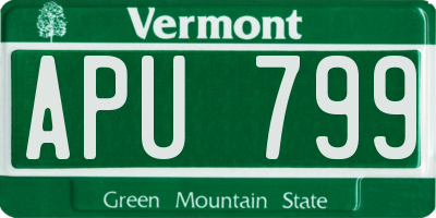 VT license plate APU799