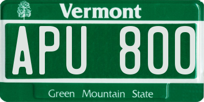 VT license plate APU800
