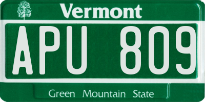 VT license plate APU809