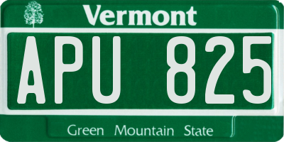 VT license plate APU825