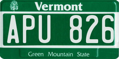 VT license plate APU826