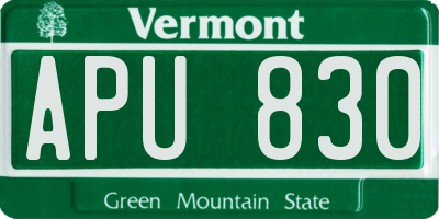 VT license plate APU830