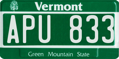 VT license plate APU833