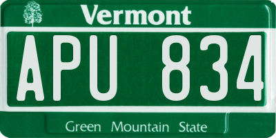 VT license plate APU834