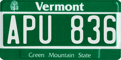 VT license plate APU836