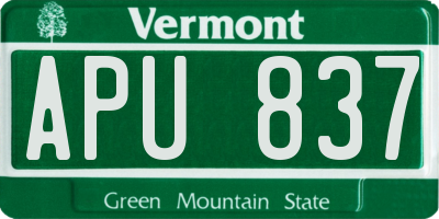 VT license plate APU837