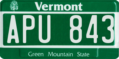 VT license plate APU843