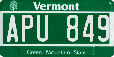 VT license plate APU849