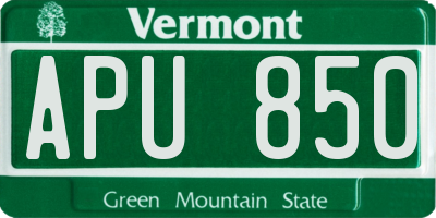 VT license plate APU850