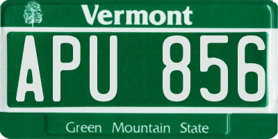 VT license plate APU856