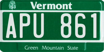 VT license plate APU861